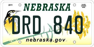 NE license plate DRD840