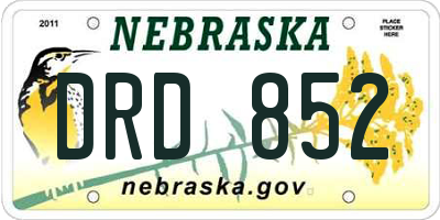 NE license plate DRD852