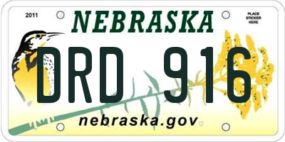 NE license plate DRD916