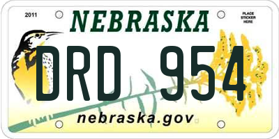 NE license plate DRD954