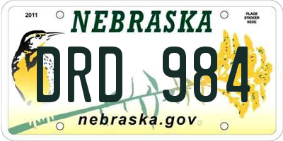 NE license plate DRD984