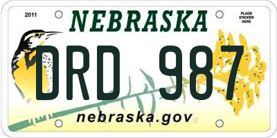 NE license plate DRD987