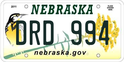 NE license plate DRD994