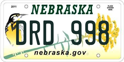 NE license plate DRD998