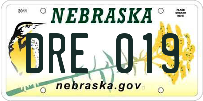 NE license plate DRE019