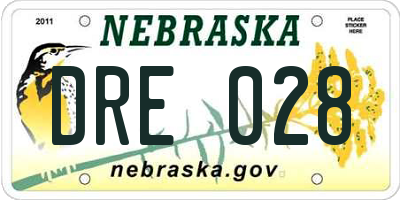 NE license plate DRE028