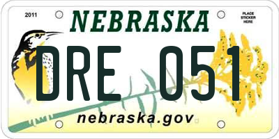 NE license plate DRE051