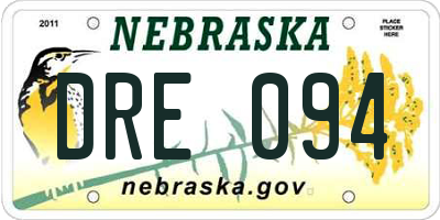 NE license plate DRE094