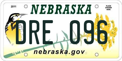 NE license plate DRE096