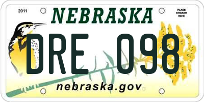 NE license plate DRE098
