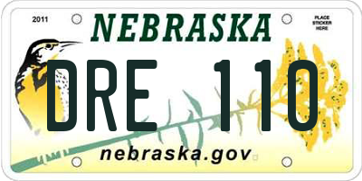 NE license plate DRE110