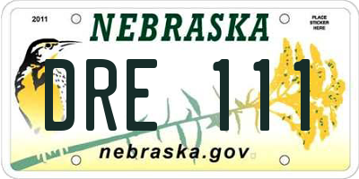 NE license plate DRE111