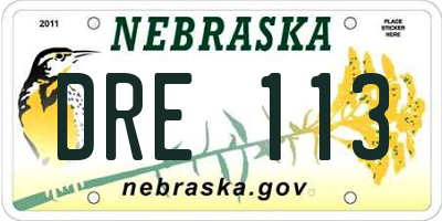 NE license plate DRE113