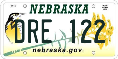 NE license plate DRE122