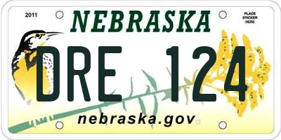 NE license plate DRE124