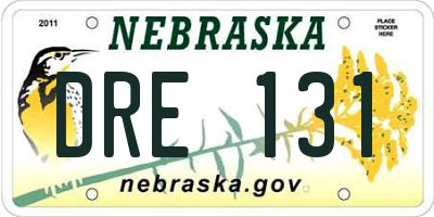 NE license plate DRE131