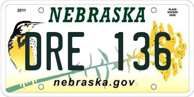 NE license plate DRE136