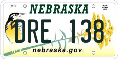 NE license plate DRE138