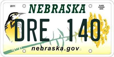 NE license plate DRE140