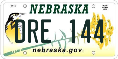 NE license plate DRE144