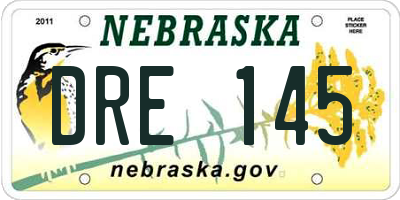 NE license plate DRE145