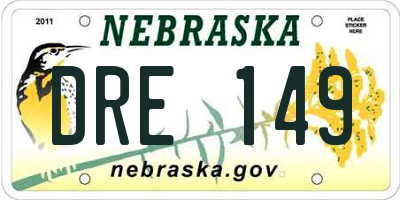 NE license plate DRE149
