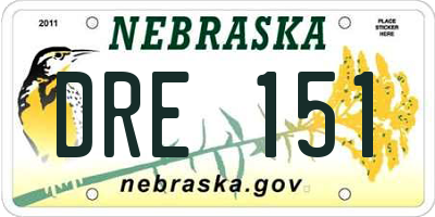 NE license plate DRE151