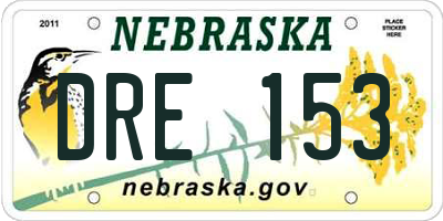 NE license plate DRE153