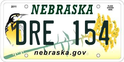 NE license plate DRE154
