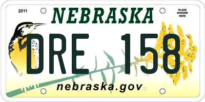 NE license plate DRE158