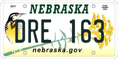NE license plate DRE163