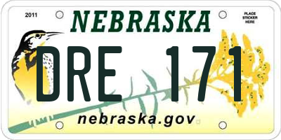 NE license plate DRE171