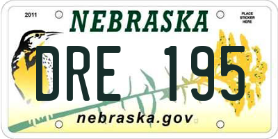 NE license plate DRE195