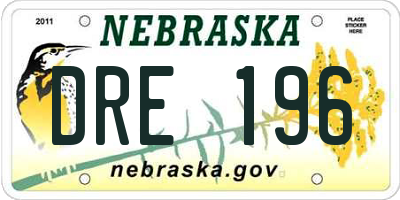NE license plate DRE196