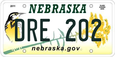 NE license plate DRE202
