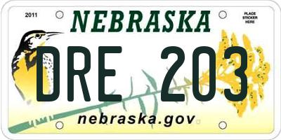 NE license plate DRE203