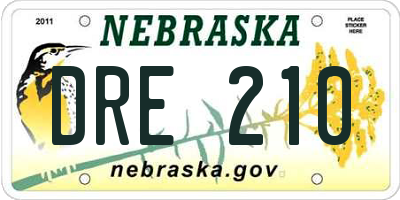 NE license plate DRE210