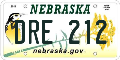 NE license plate DRE212