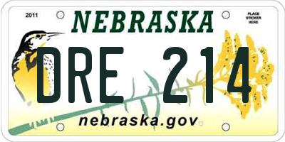 NE license plate DRE214