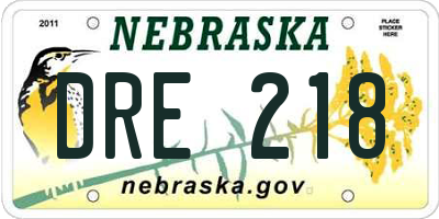 NE license plate DRE218