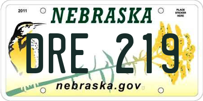 NE license plate DRE219