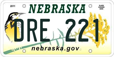 NE license plate DRE221