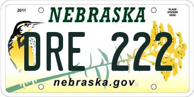 NE license plate DRE222