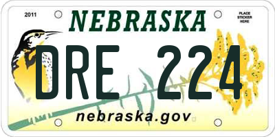 NE license plate DRE224