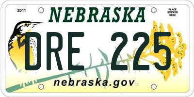 NE license plate DRE225