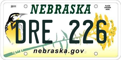 NE license plate DRE226
