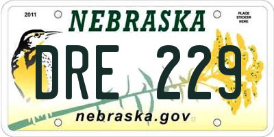 NE license plate DRE229