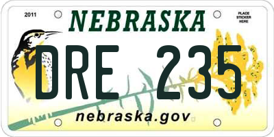 NE license plate DRE235