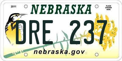 NE license plate DRE237