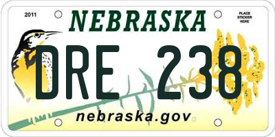 NE license plate DRE238
